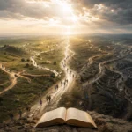 Paths of light and shadow converging beneath an open Bible, symbolizing Proverbs 16:4.