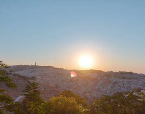 Sunrise over the City of David in Jerusalem, near the Gihon Spring — a proposed location for the third temple according to recent archaeological theories
