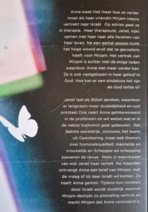Book back cover of In vrijheid geheel anders by Anastasia Zoë, a Dutch biblical-prophetic novel about faith, judgment, Israel, and God’s love.