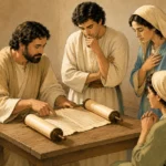 Paul and the ecclesia reading the Word of GOD illustrating the Evangel coming not in word only but in power.