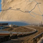 Iraqi oil tanker trucks traveling through Syria toward Banyas on the Mediterranean coast