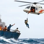 Jesus depicted as a rescuer bringing the ecclesia away from approaching danger.