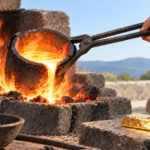 Gold being refined by fire, illustrating being tested by God in 1 Thessalonians 2:4.