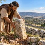 A stone is set up right illuminated by sunlight, symbolizing the Lord as the Avenger who restores justice.