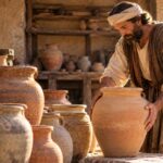 A potter making vessels, expressing God's calling in holiness and being set apart for Him.