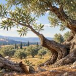 Natural and wild olive branches illustrating the grafting described in Romans 11.